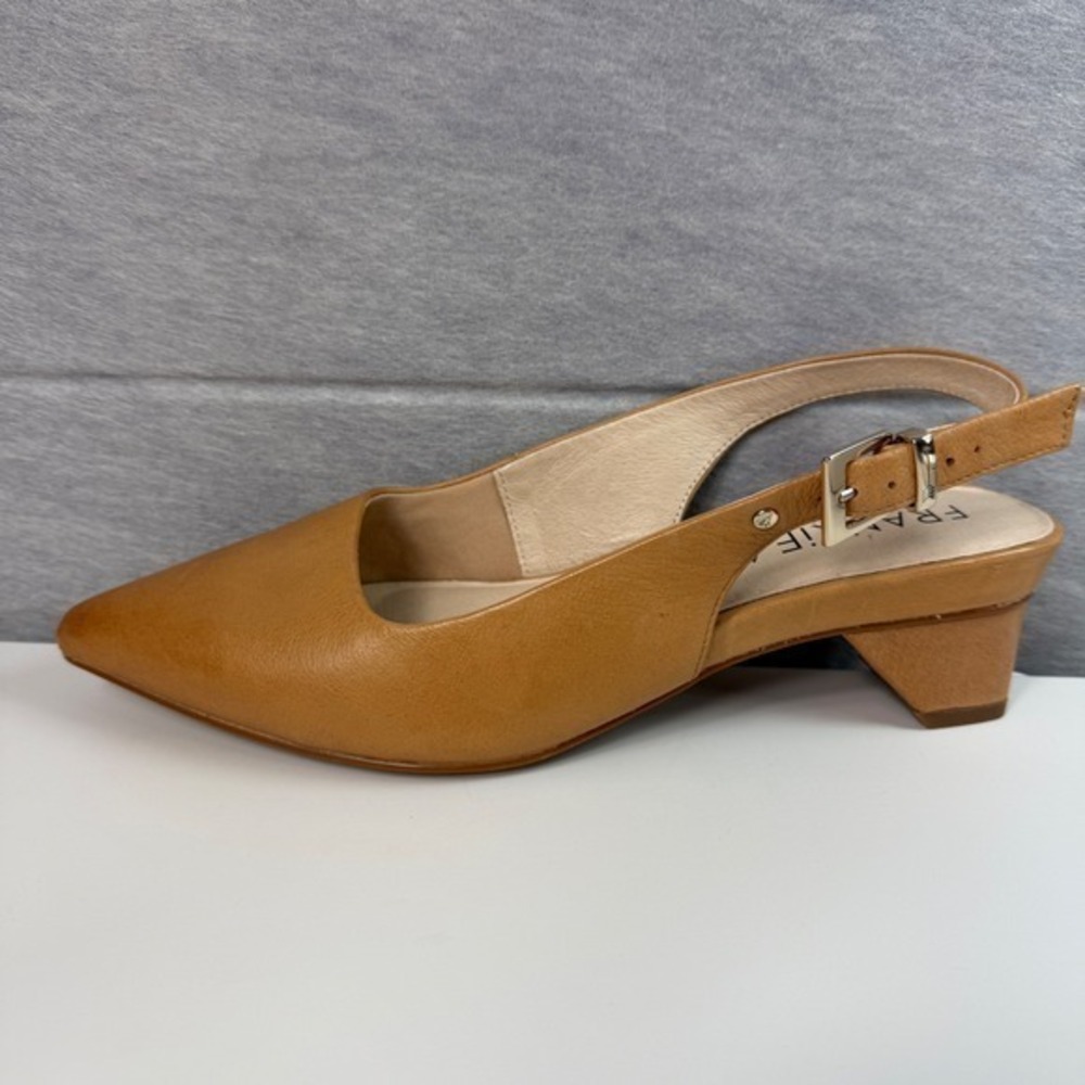 Frankie4 Juliett II Women Size 8 Tan Leather Slingback Heels Pointed Toe Classic